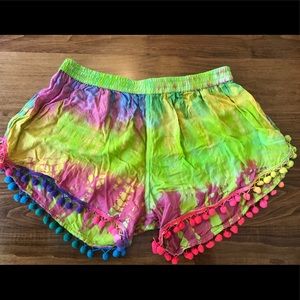 Women’s Pom Pom tie dye shorts
